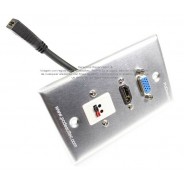 Placa Tapa Vga + HDMI 1.4 (4k+Ethernet+3D) pigtail + Audio con Terminal de Crimpeo Aluminio